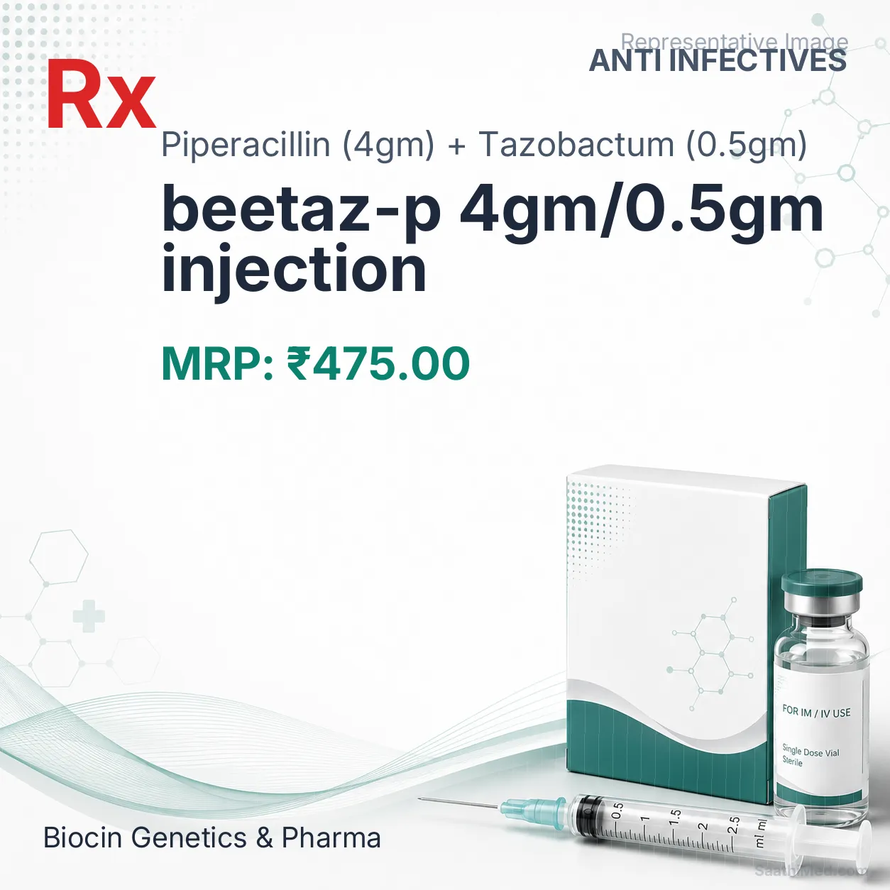 beetaz-p 4gm/0.5gm injection Allopathy (Piperacillin (4gm)) - Uses in Hindi, Side Effects, Substitutes & Price in India