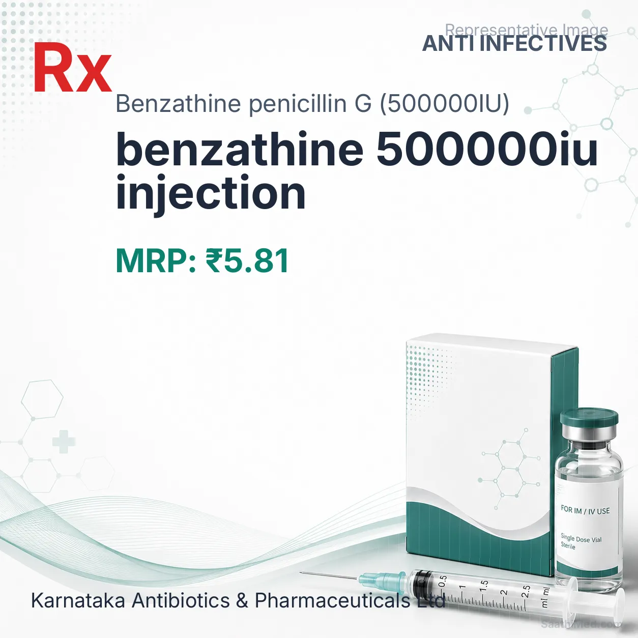 benzathine 500000iu injection Allopathy (Benzathine penicillin G (500000IU)) - Uses in Hindi, Side Effects, Substitutes & Price in India