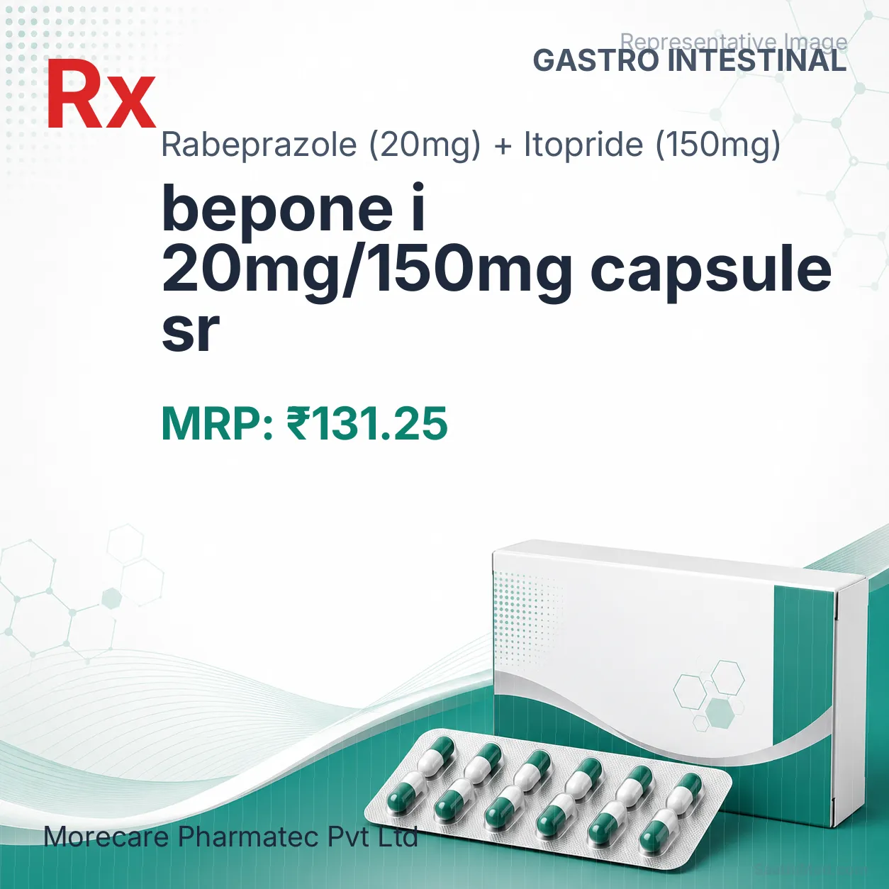bepone i 20mg/150mg capsule sr Allopathy (Rabeprazole (20mg)) - Uses in Hindi, Side Effects, Substitutes & Price in India
