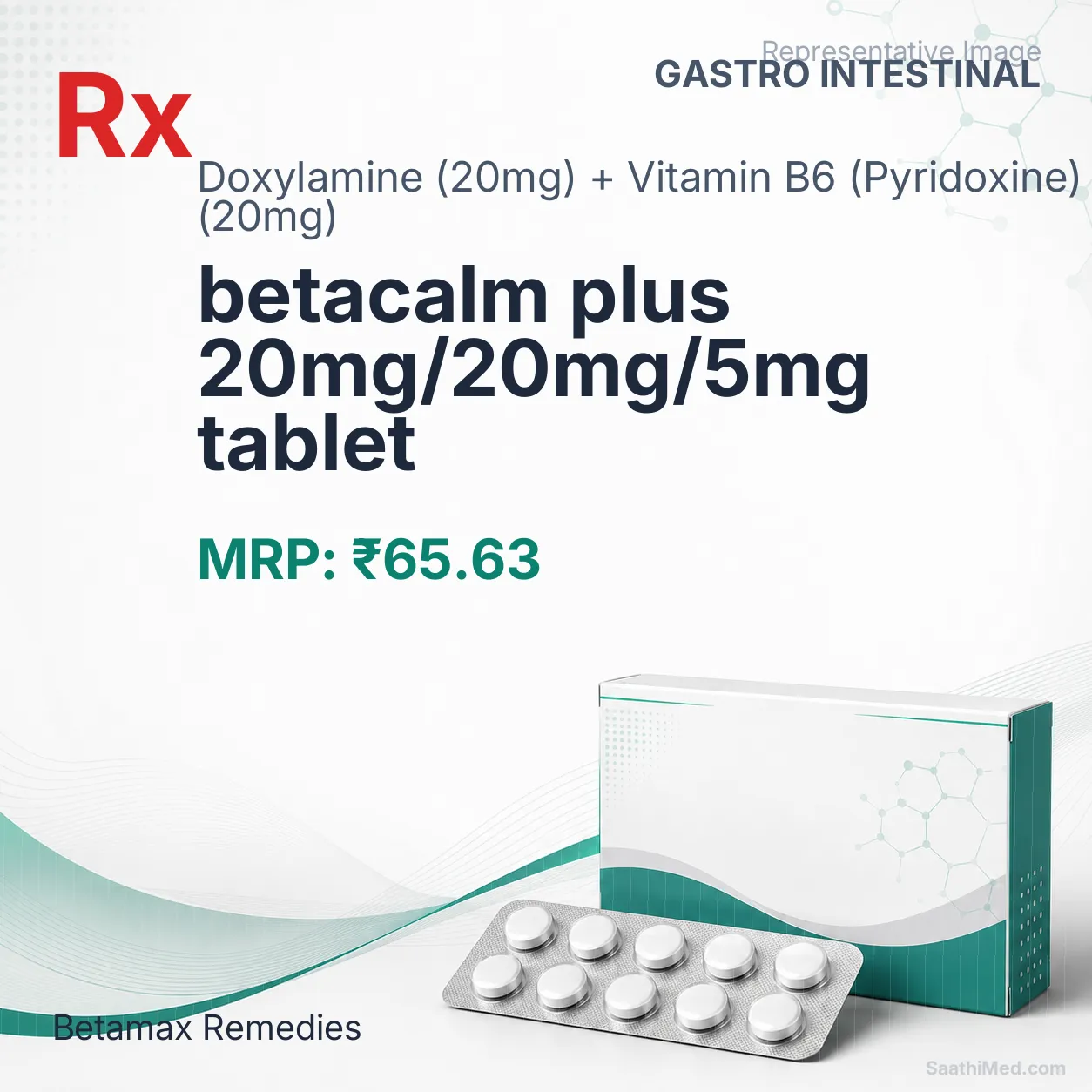betacalm plus 20mg/20mg/5mg tablet Allopathy (Doxylamine (20mg)) - Uses in Hindi, Side Effects, Substitutes & Price in India