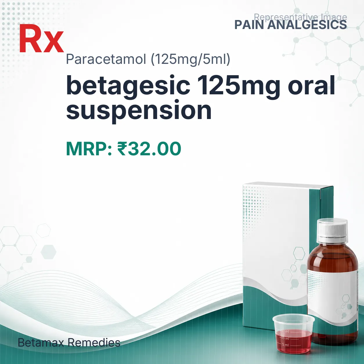 betagesic 125mg oral suspension Allopathy (Paracetamol (125mg/5ml)) - Uses in Hindi, Side Effects, Substitutes & Price in India