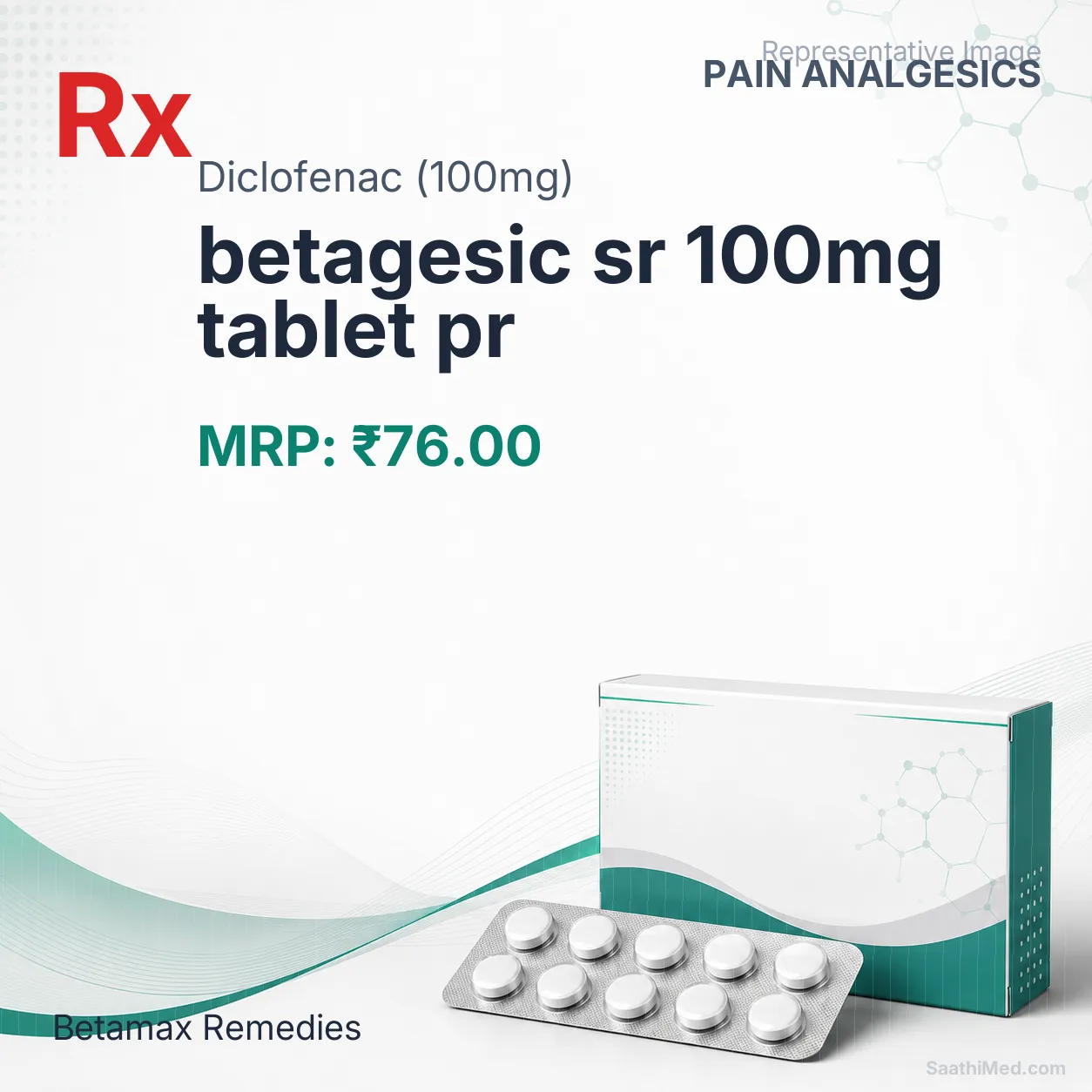 betagesic sr 100mg tablet pr Allopathy (Diclofenac (100mg)) - Uses in Hindi, Side Effects, Substitutes & Price in India