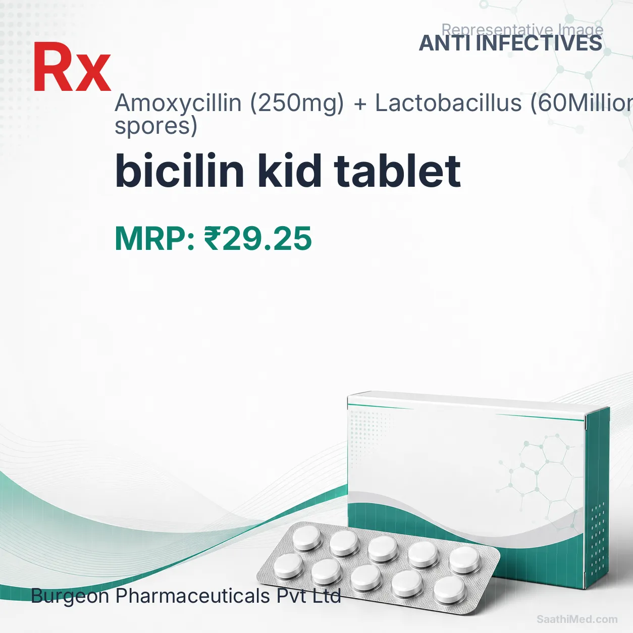 bicilin kid tablet Allopathy (Amoxycillin (250mg)) - Uses in Hindi, Side Effects, Substitutes & Price in India