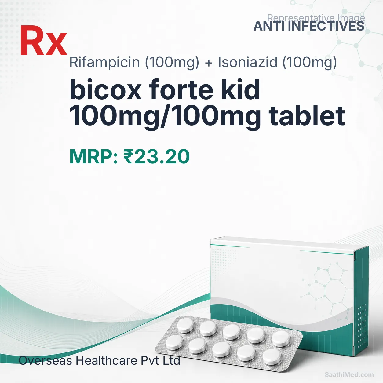 bicox forte kid 100mg/100mg tablet Allopathy (Rifampicin (100mg)) - Uses in Hindi, Side Effects, Substitutes & Price in India