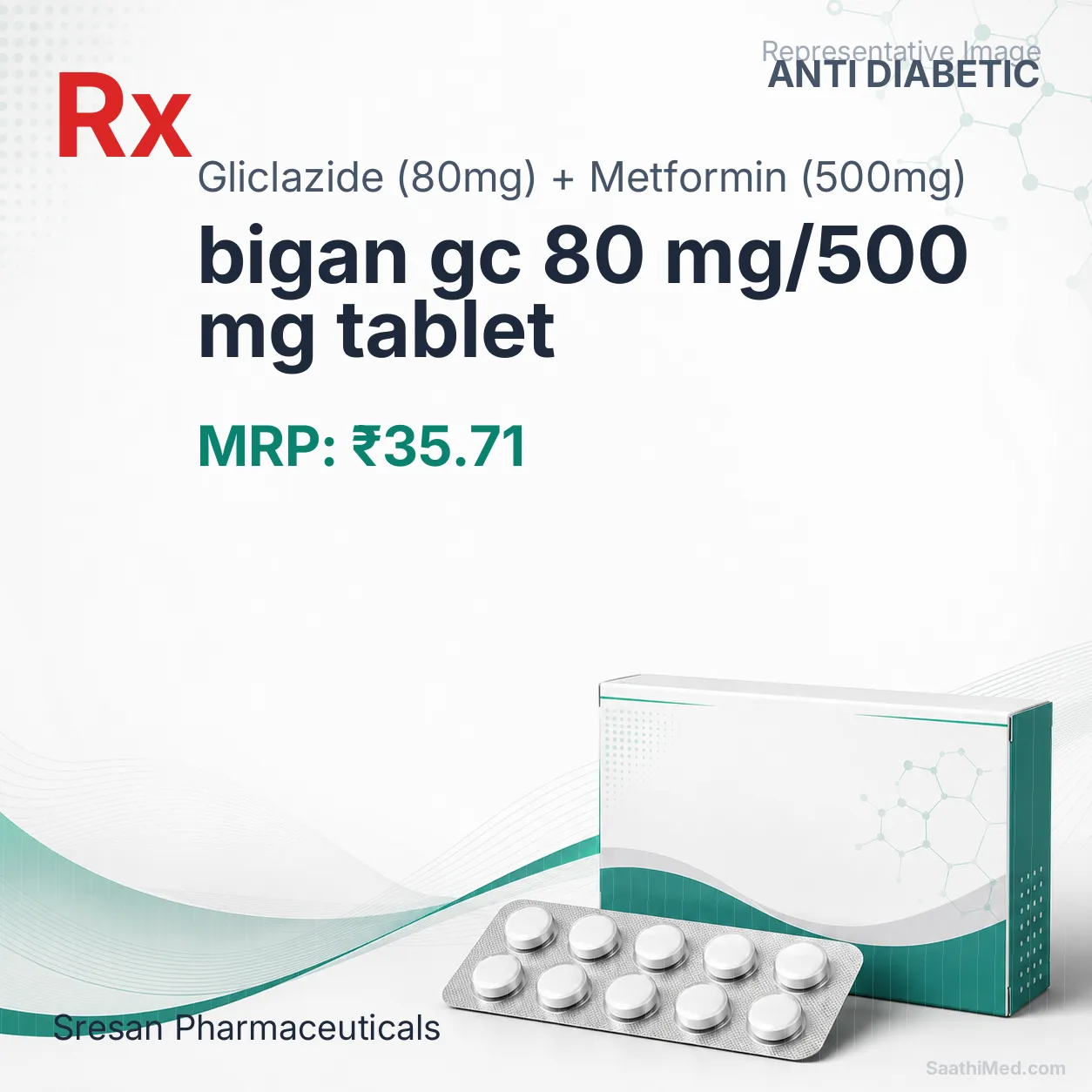 bigan gc 80 mg/500 mg tablet Allopathy (Gliclazide (80mg)) - Uses in Hindi, Side Effects, Substitutes & Price in India