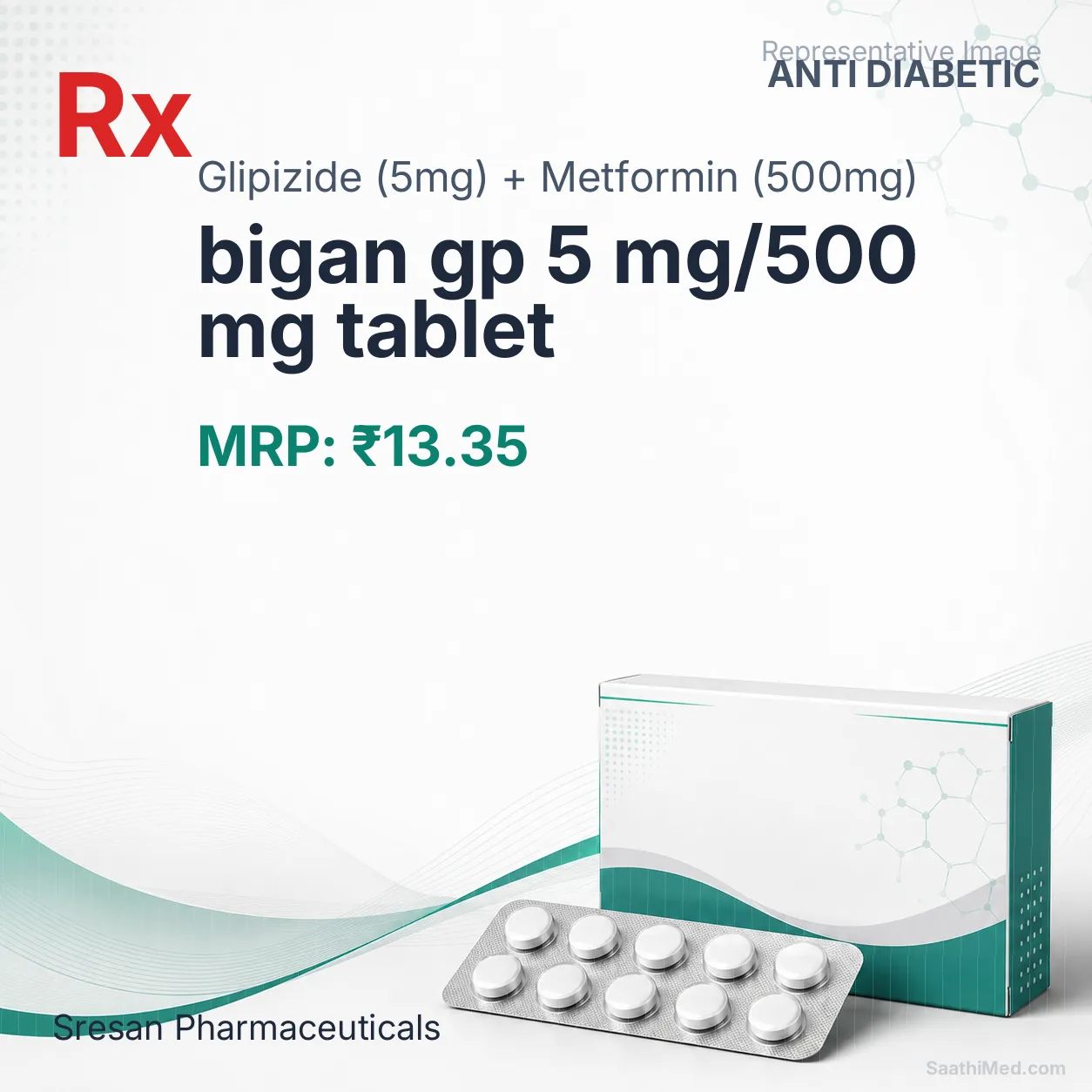 bigan gp 5 mg/500 mg tablet Allopathy (Glipizide (5mg)) - Uses in Hindi, Side Effects, Substitutes & Price in India