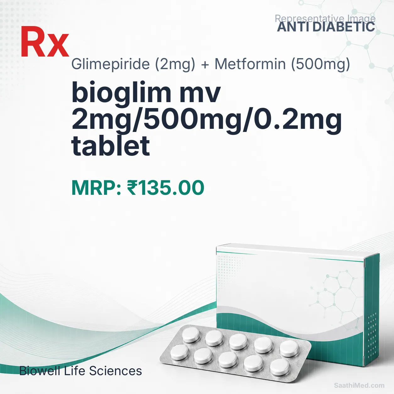 bioglim mv 2mg/500mg/0.2mg tablet Allopathy (Glimepiride (2mg)) - Uses in Hindi, Side Effects, Substitutes & Price in India