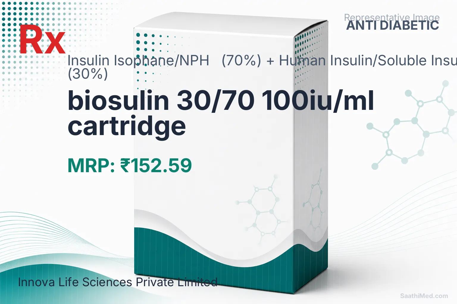 biosulin 30/70 100iu/ml cartridge Allopathy (Insulin Isophane/NPH (70%)) - Uses in Hindi, Side Effects, Substitutes & Price in India