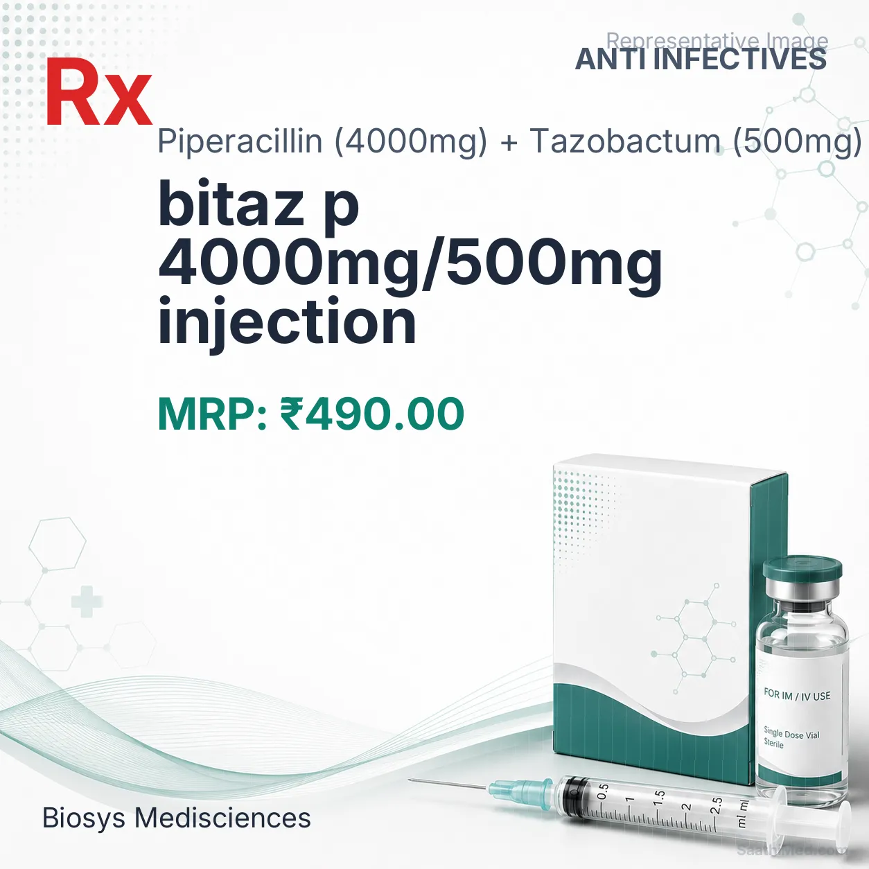 bitaz p 4000mg/500mg injection Allopathy (Piperacillin (4000mg)) - Uses in Hindi, Side Effects, Substitutes & Price in India