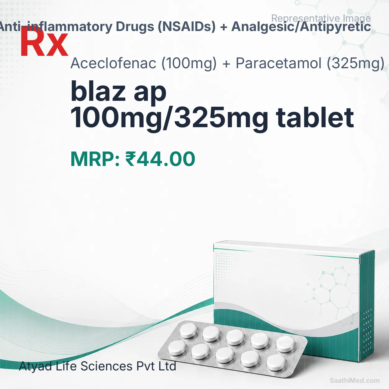 blaz ap 100mg/325mg tablet Allopathy (Aceclofenac (100mg)) - Uses in Hindi, Side Effects, Substitutes & Price in India