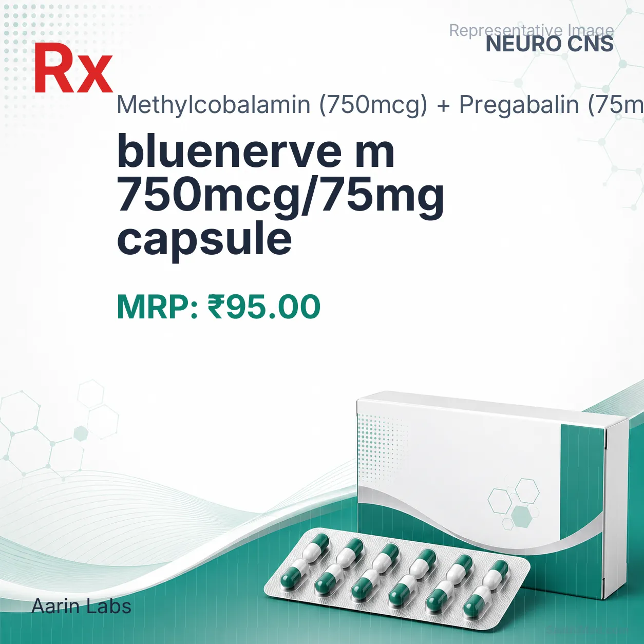 bluenerve m 750mcg/75mg capsule Allopathy (Methylcobalamin (750mcg)) - Uses in Hindi, Side Effects, Substitutes & Price in India