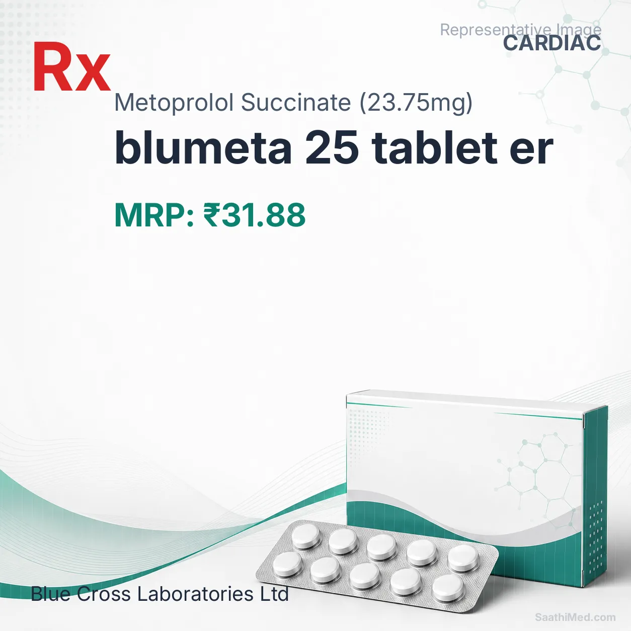 blumeta 25 tablet er Allopathy (Metoprolol Succinate (23.75mg)) - Uses in Hindi, Side Effects, Substitutes & Price in India