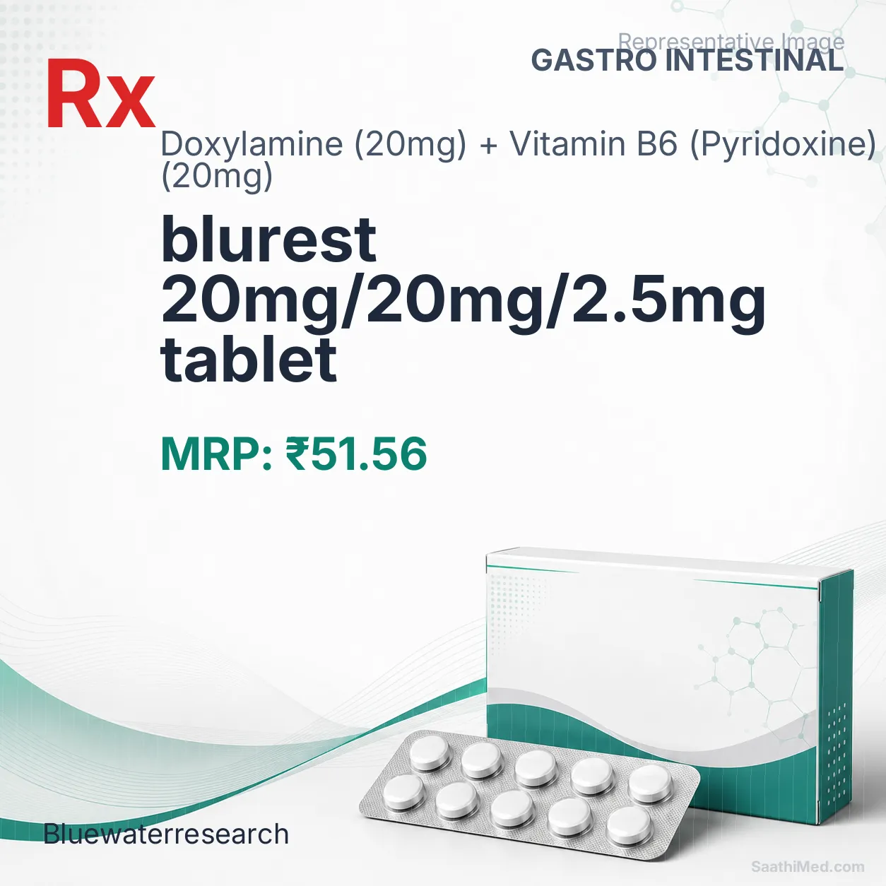 blurest 20mg/20mg/2.5mg tablet Allopathy (Doxylamine (20mg)) - Uses in Hindi, Side Effects, Substitutes & Price in India