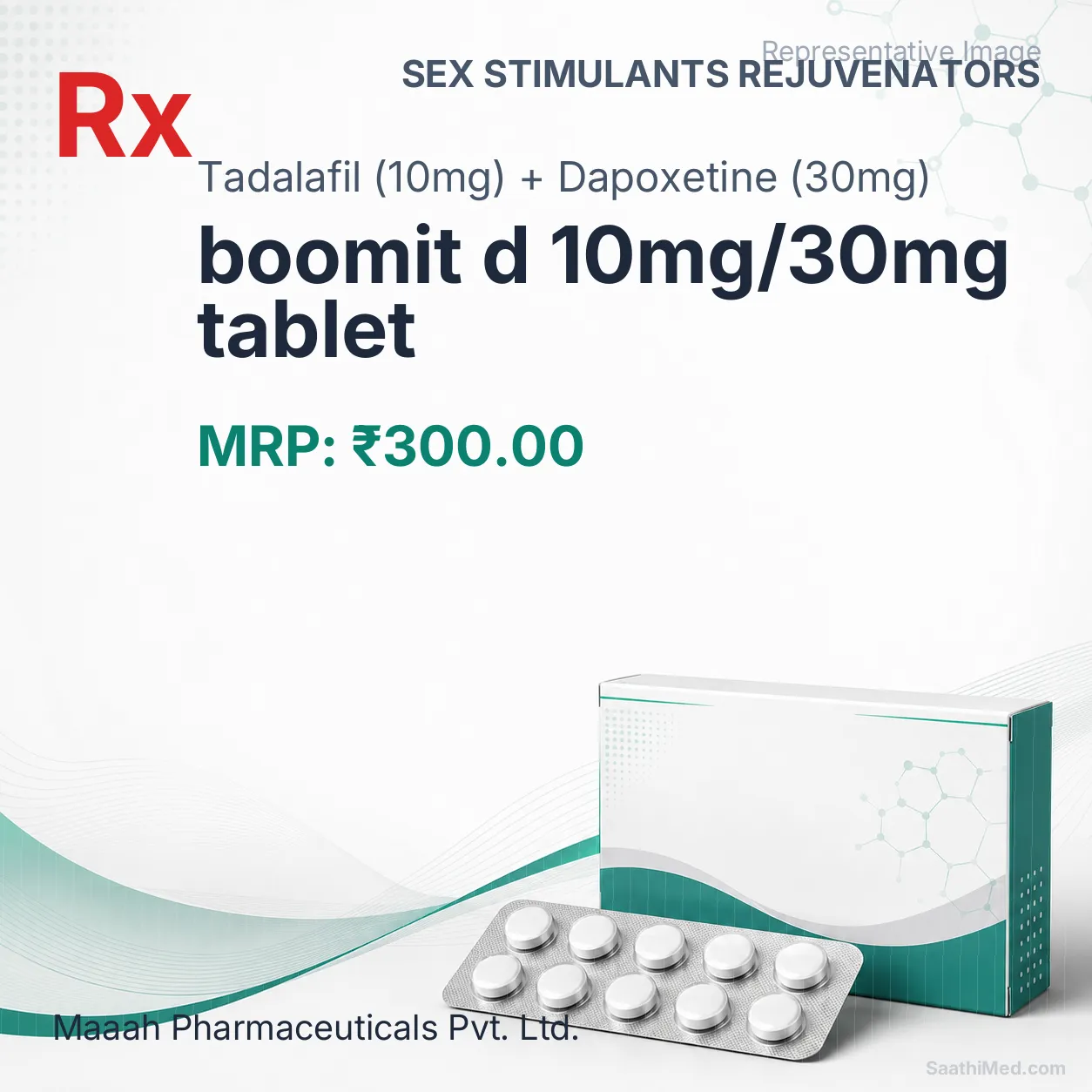 boomit d 10mg/30mg tablet Allopathy (Tadalafil (10mg)) - Uses in Hindi, Side Effects, Substitutes & Price in India