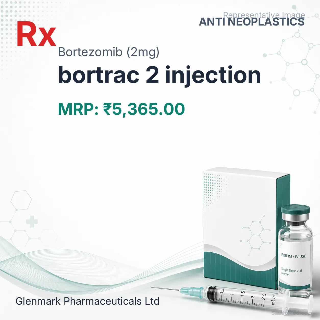 bortrac 2 injection Allopathy (Bortezomib (2mg)) - Uses in Hindi, Side Effects, Substitutes & Price in India
