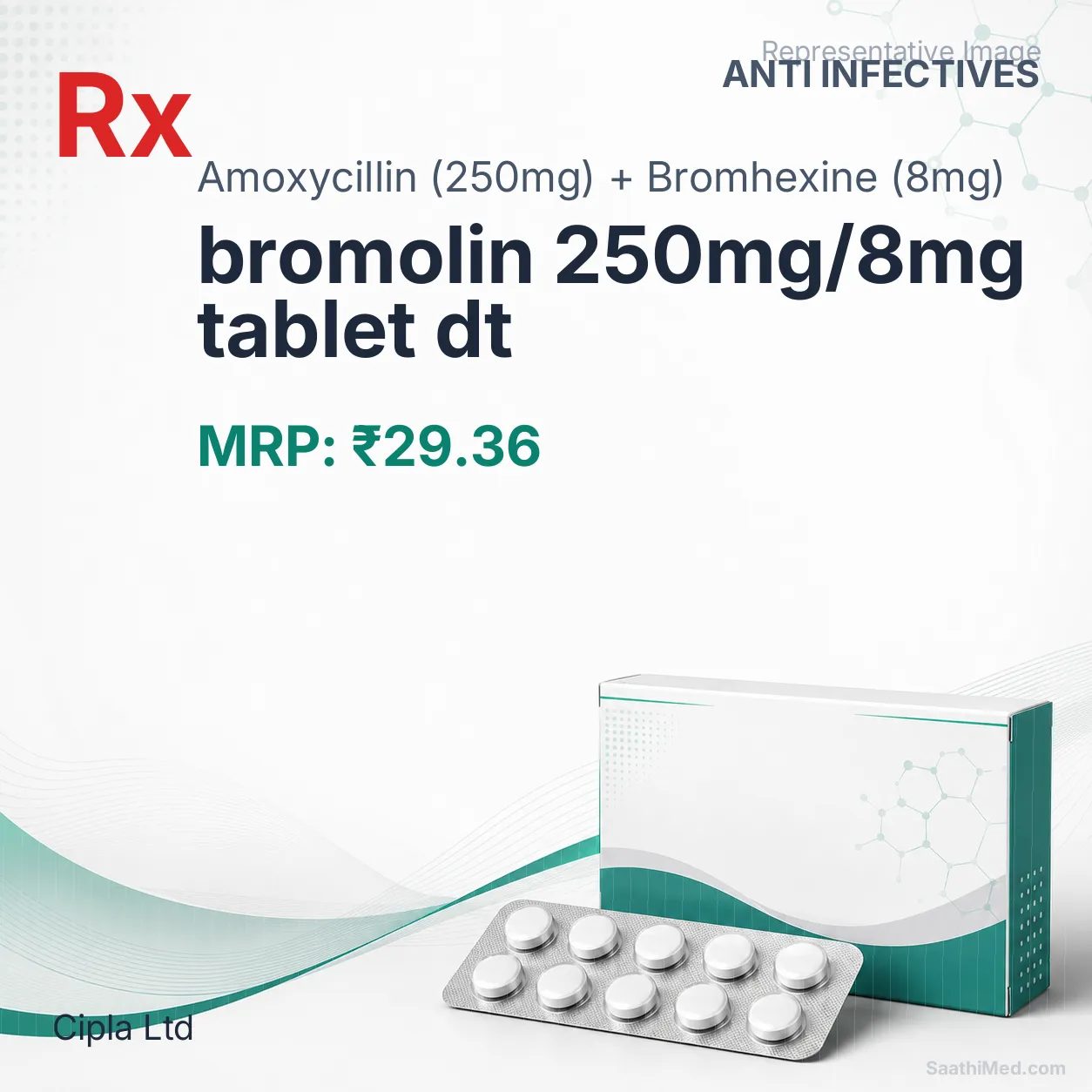 bromolin 250mg/8mg tablet dt Allopathy (Amoxycillin (250mg)) - Uses in Hindi, Side Effects, Substitutes & Price in India