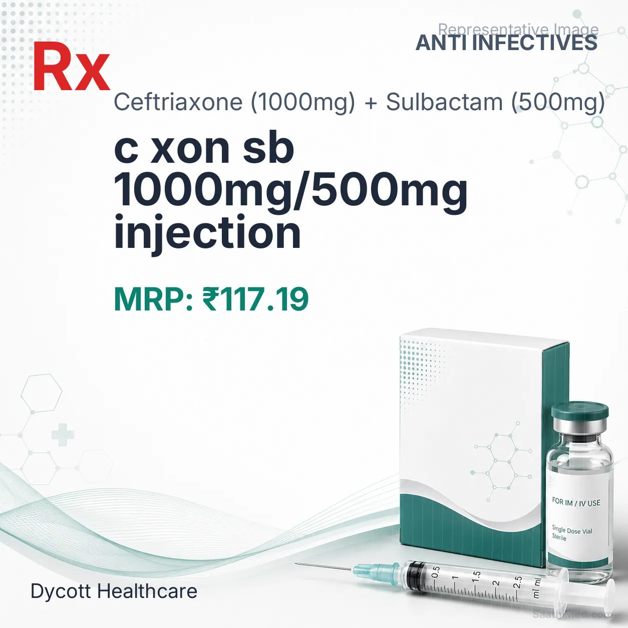 c xon sb 1000mg/500mg injection Allopathy (Ceftriaxone (1000mg)) - Uses in Hindi, Side Effects, Substitutes & Price in India