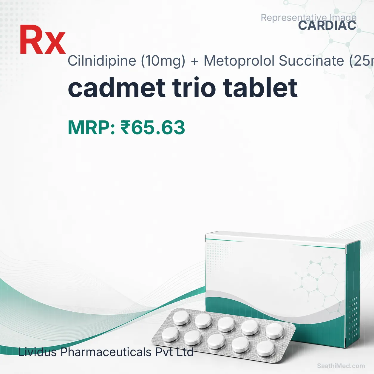cadmet trio tablet Allopathy (Cilnidipine (10mg)) - Uses in Hindi, Side Effects, Substitutes & Price in India