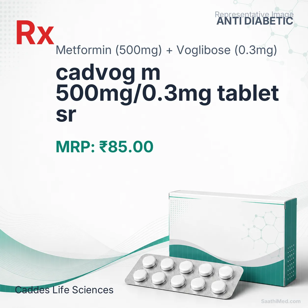 cadvog m 500mg/0.3mg tablet sr Allopathy (Metformin (500mg)) - Uses in Hindi, Side Effects, Substitutes & Price in India
