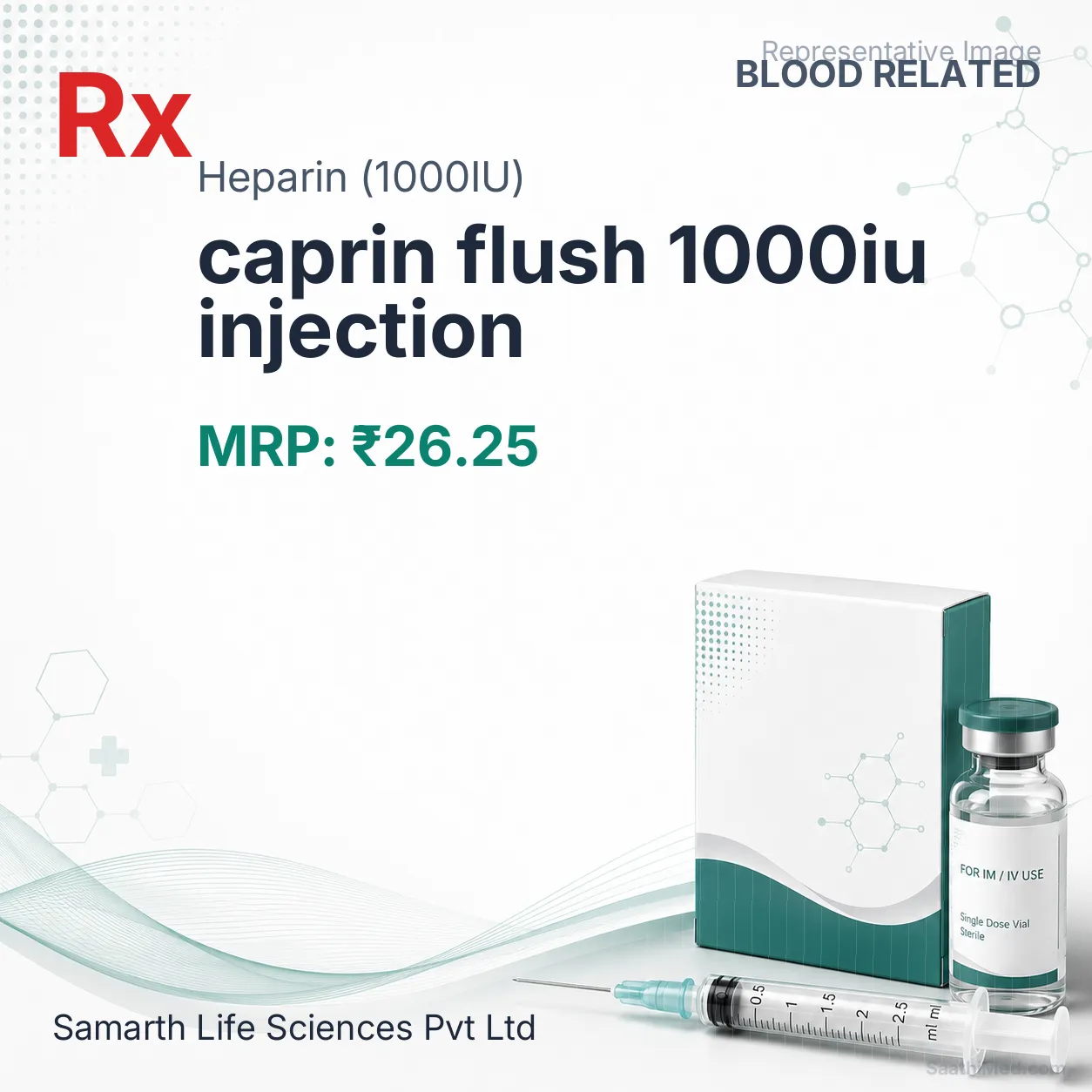 caprin flush 1000iu injection Allopathy (Heparin (1000IU)) - Uses in Hindi, Side Effects, Substitutes & Price in India