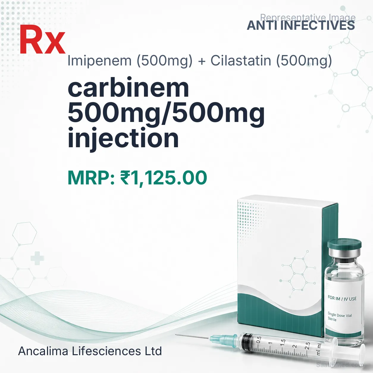 carbinem 500mg/500mg injection Allopathy (Imipenem (500mg)) - Uses in Hindi, Side Effects, Substitutes & Price in India