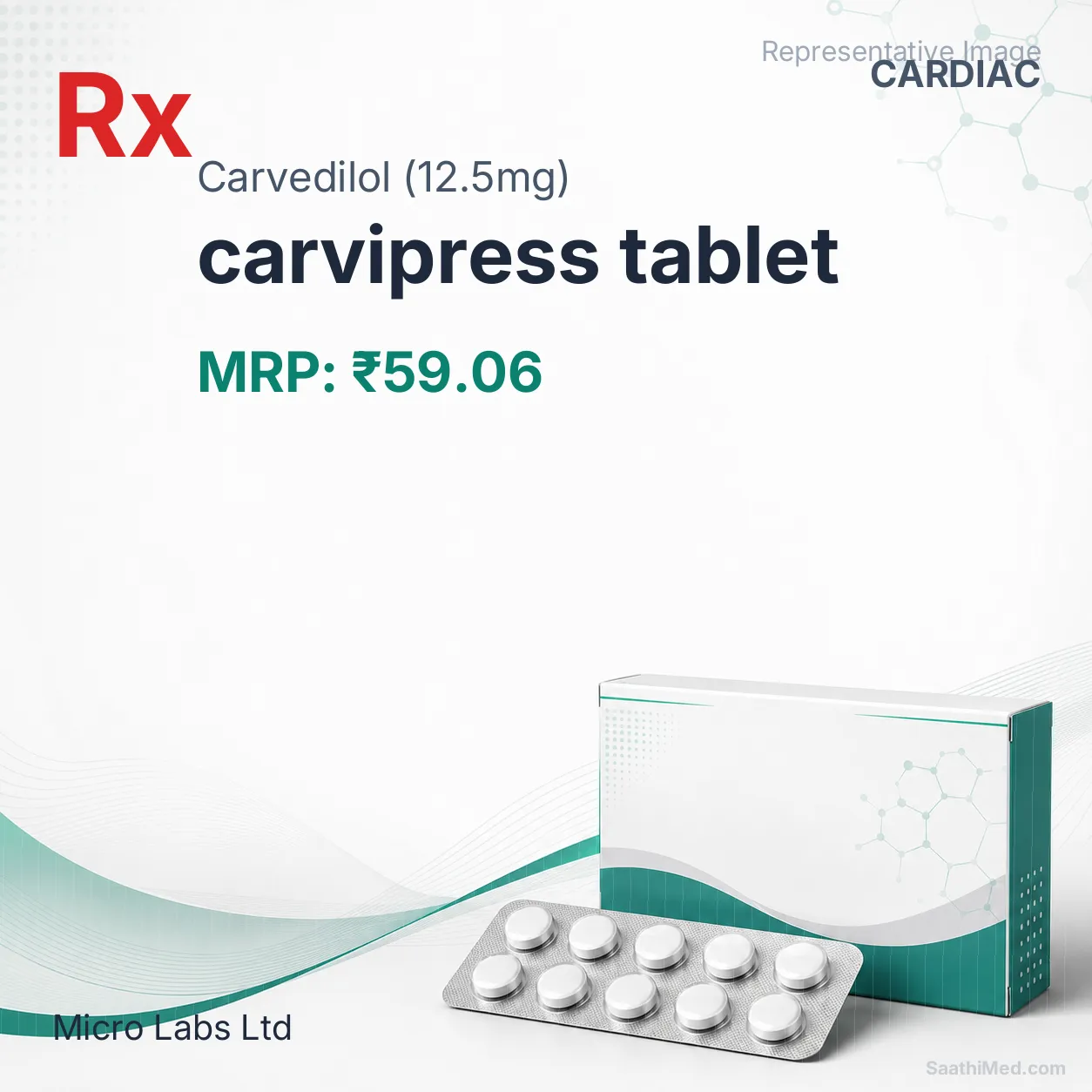 carvipress tablet Allopathy (Carvedilol (12.5mg)) - Uses in Hindi, Side Effects, Substitutes & Price in India