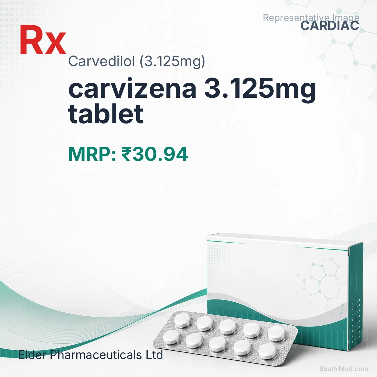 carvizena 3.125mg tablet Allopathy (Carvedilol (3.125mg)) - Uses in Hindi, Side Effects, Substitutes & Price in India