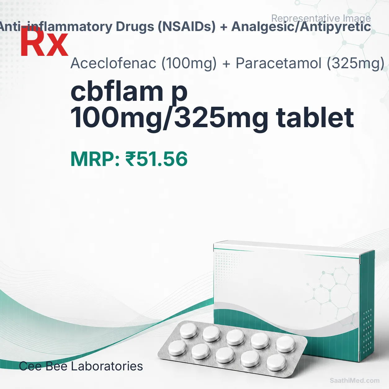 cbflam p 100mg/325mg tablet Allopathy (Aceclofenac (100mg)) - Uses in Hindi, Side Effects, Substitutes & Price in India