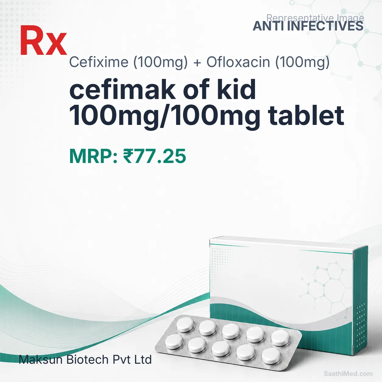 cefimak of kid 100mg/100mg tablet Allopathy (Cefixime (100mg)) - Uses in Hindi, Side Effects, Substitutes & Price in India