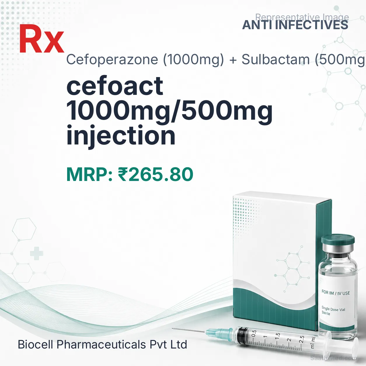 cefoact 1000mg/500mg injection Allopathy (Cefoperazone (1000mg)) - Uses in Hindi, Side Effects, Substitutes & Price in India