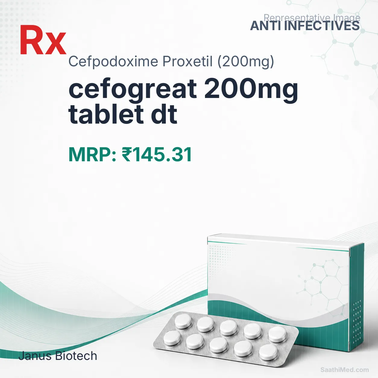 cefogreat 200mg tablet dt Allopathy (Cefpodoxime Proxetil (200mg)) - Uses in Hindi, Side Effects, Substitutes & Price in India