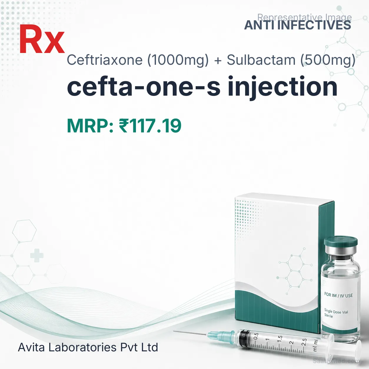 cefta-one-s injection Allopathy (Ceftriaxone (1000mg)) - Uses in Hindi, Side Effects, Substitutes & Price in India