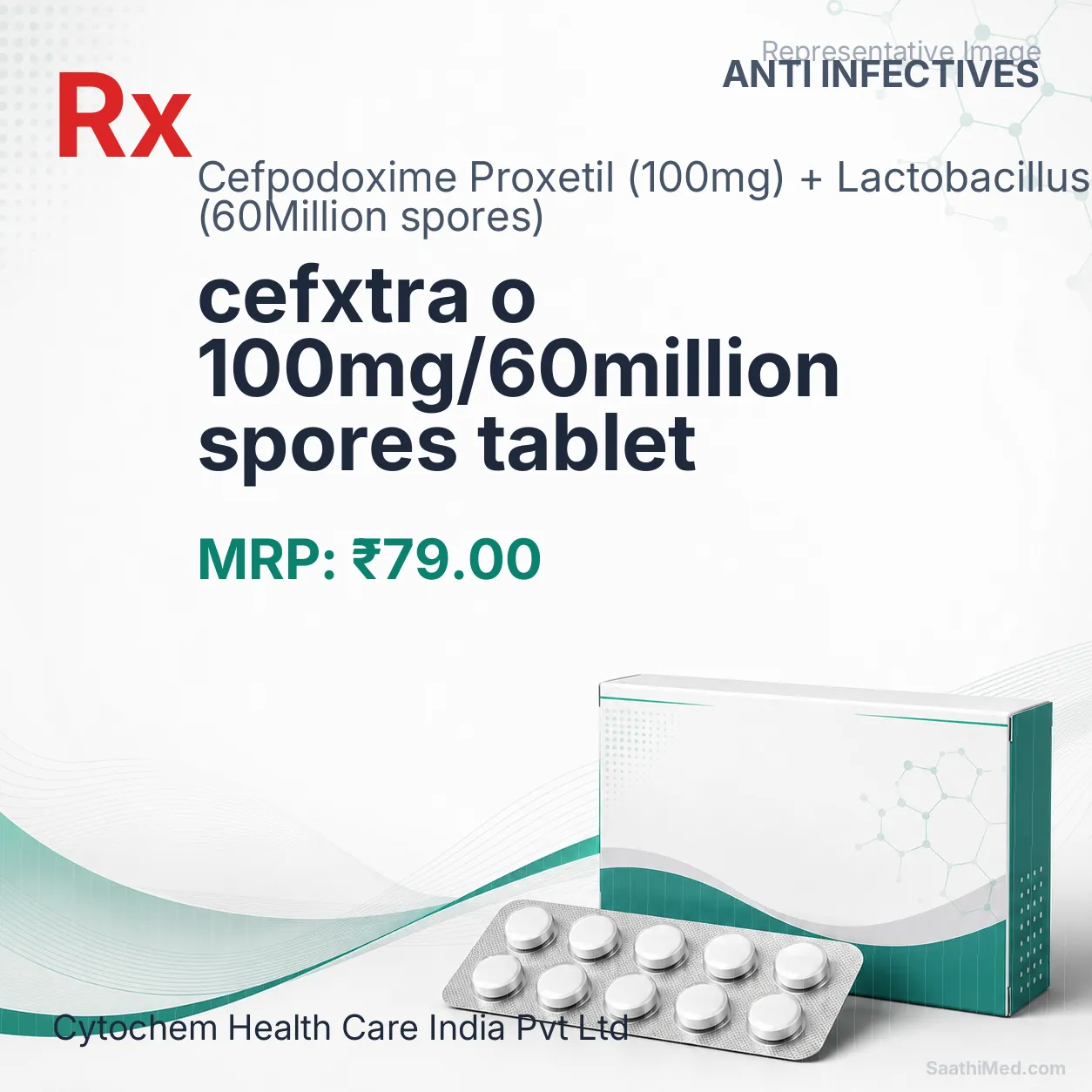 cefxtra o 100mg/60million spores tablet Allopathy (Cefpodoxime Proxetil (100mg)) - Uses in Hindi, Side Effects, Substitutes & Price in India