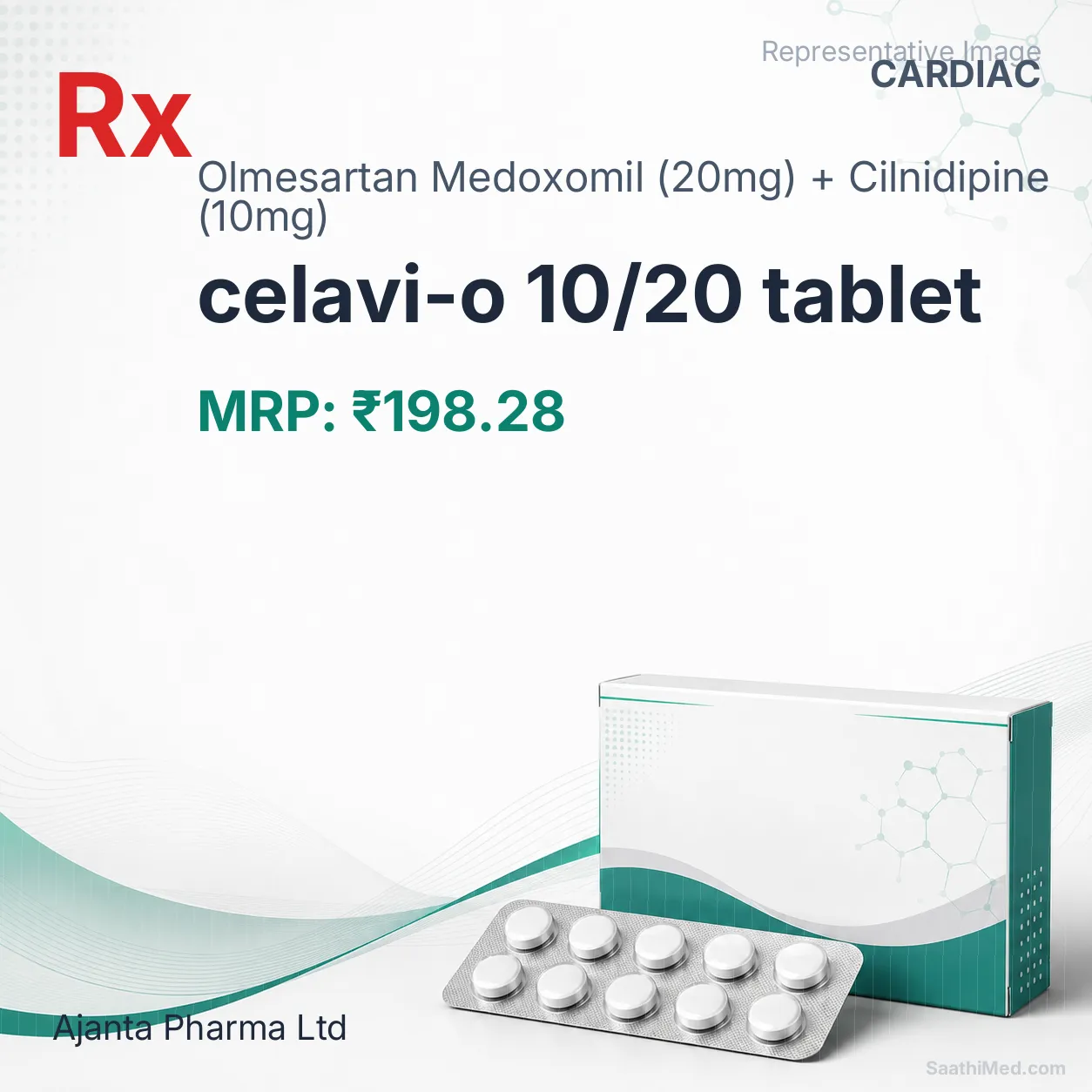 celavi-o 10/20 tablet Allopathy (Olmesartan Medoxomil (20mg)) - Uses in Hindi, Side Effects, Substitutes & Price in India