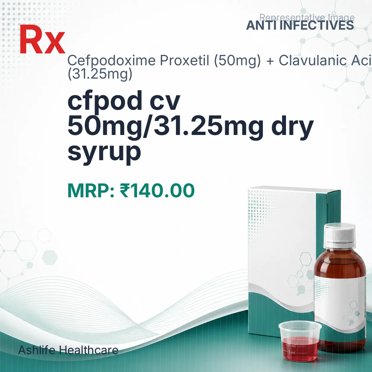 cfpod cv 50mg/31.25mg dry syrup Allopathy (Cefpodoxime Proxetil (50mg)) - Uses in Hindi, Side Effects, Substitutes & Price in India