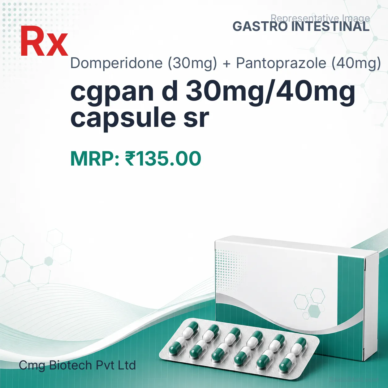 cgpan d 30mg/40mg capsule sr Allopathy (Domperidone (30mg)) - Uses in Hindi, Side Effects, Substitutes & Price in India