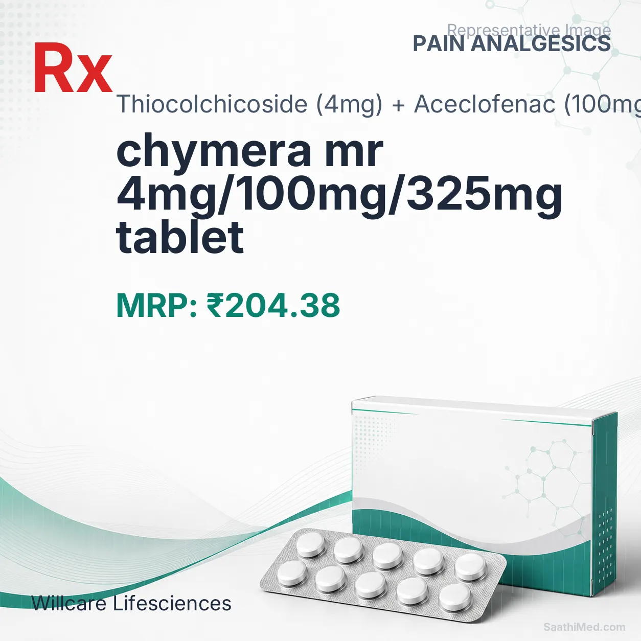 chymera mr 4mg/100mg/325mg tablet Allopathy (Thiocolchicoside (4mg)) - Uses in Hindi, Side Effects, Substitutes & Price in India