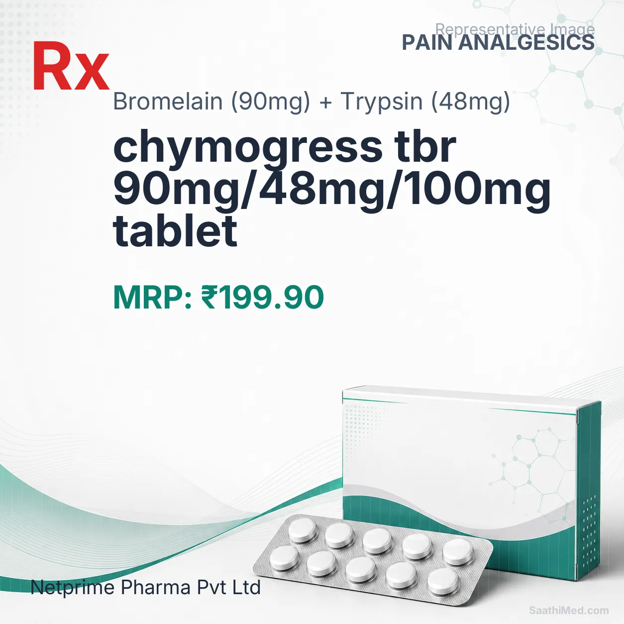 chymogress tbr 90mg/48mg/100mg tablet Allopathy (Bromelain (90mg)) - Uses in Hindi, Side Effects, Substitutes & Price in India