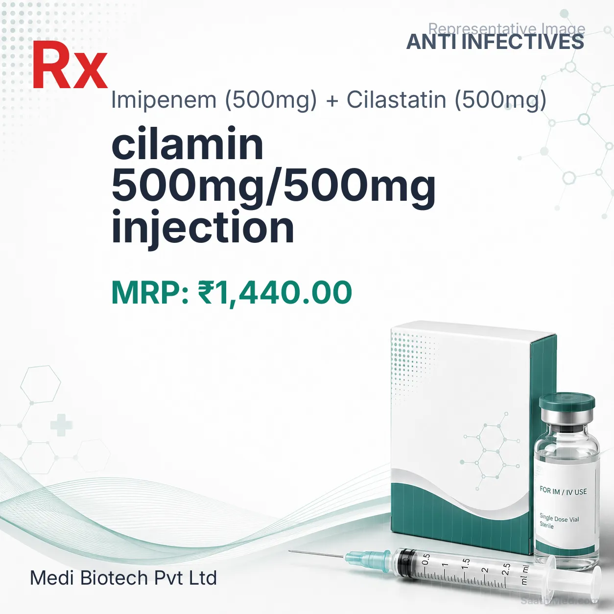cilamin 500mg/500mg injection Allopathy (Imipenem (500mg)) - Uses in Hindi, Side Effects, Substitutes & Price in India