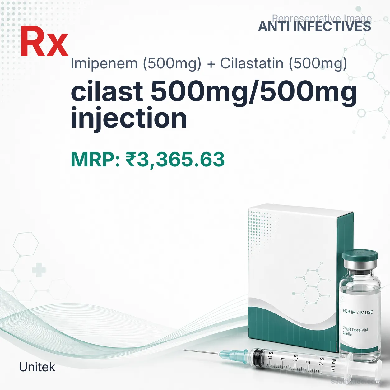cilast 500mg/500mg injection Allopathy (Imipenem (500mg)) - Uses in Hindi, Side Effects, Substitutes & Price in India