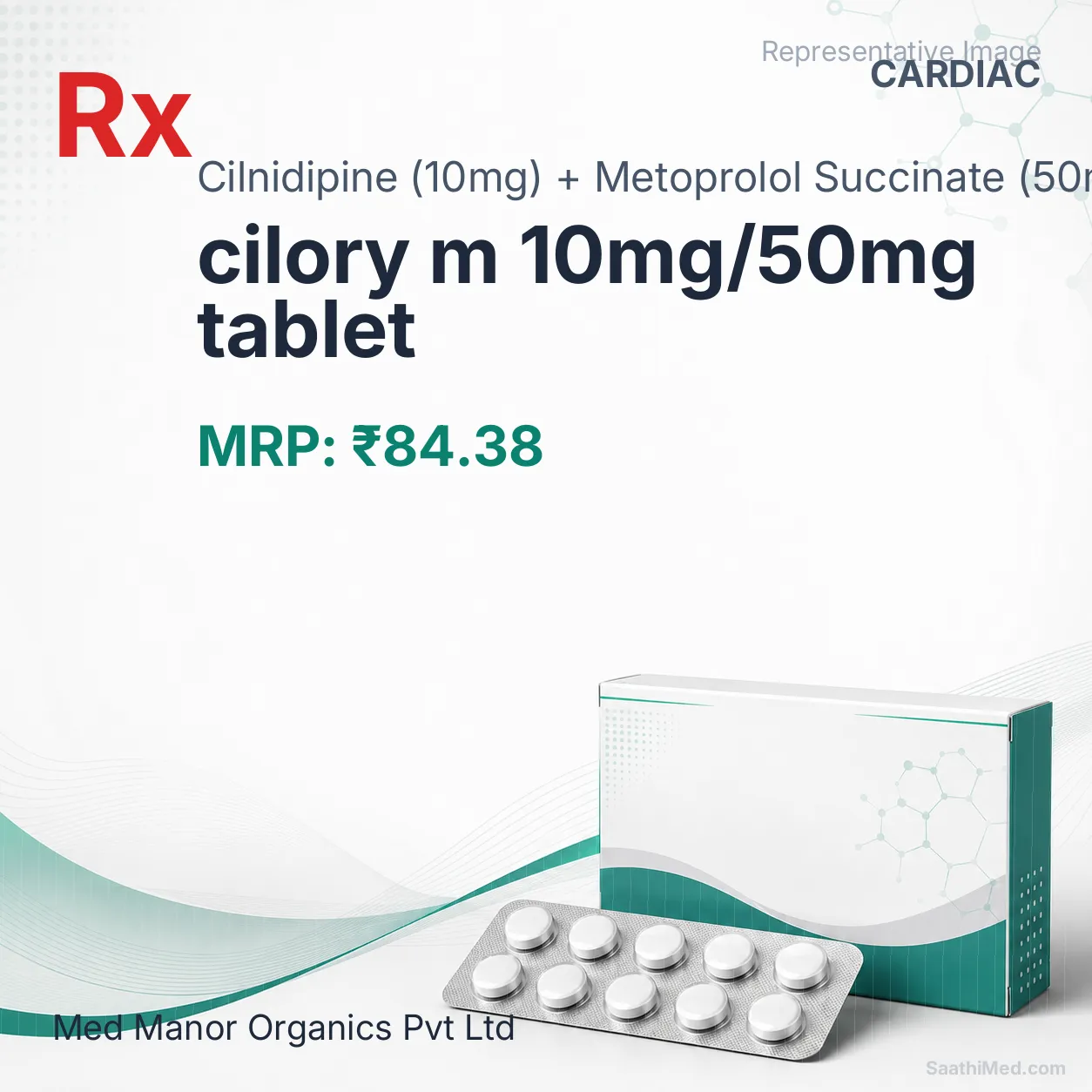cilory m 10mg/50mg tablet Allopathy (Cilnidipine (10mg)) - Uses in Hindi, Side Effects, Substitutes & Price in India