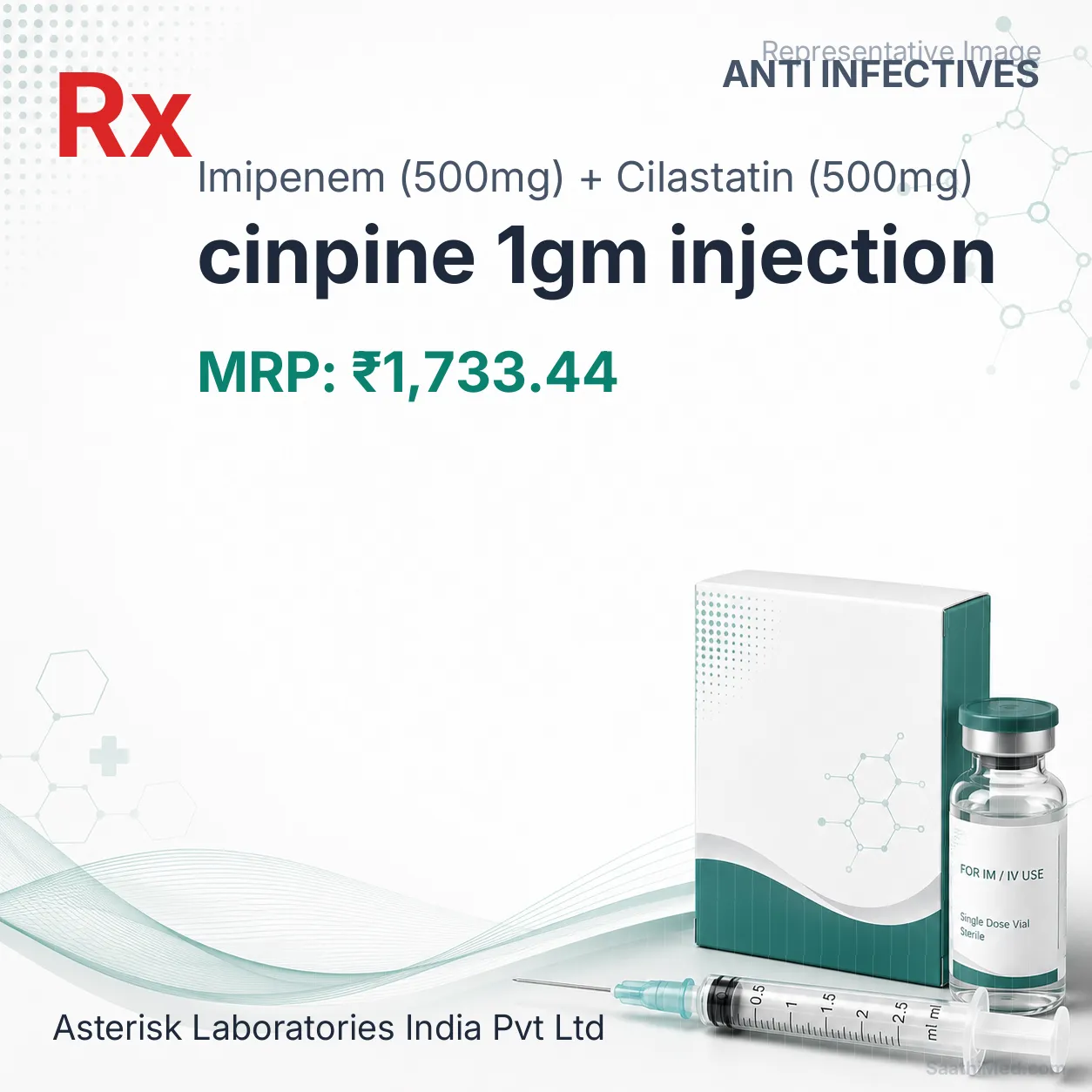 cinpine 1gm injection Allopathy (Imipenem (500mg)) - Uses in Hindi, Side Effects, Substitutes & Price in India