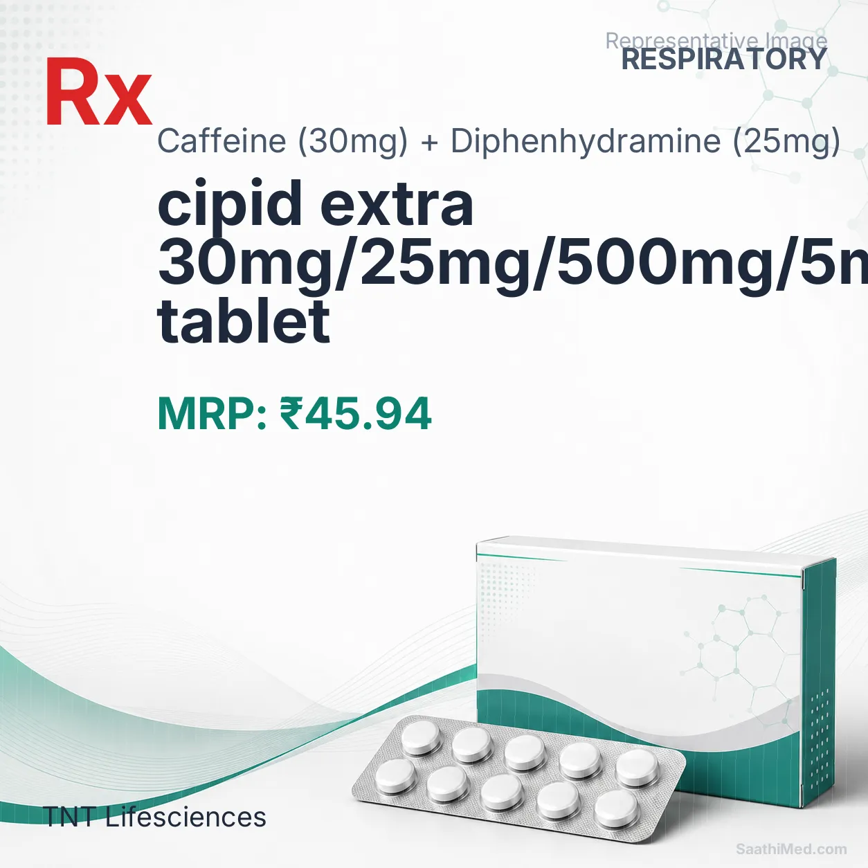 cipid extra 30mg/25mg/500mg/5mg tablet Allopathy (Caffeine (30mg)) - Uses in Hindi, Side Effects, Substitutes & Price in India