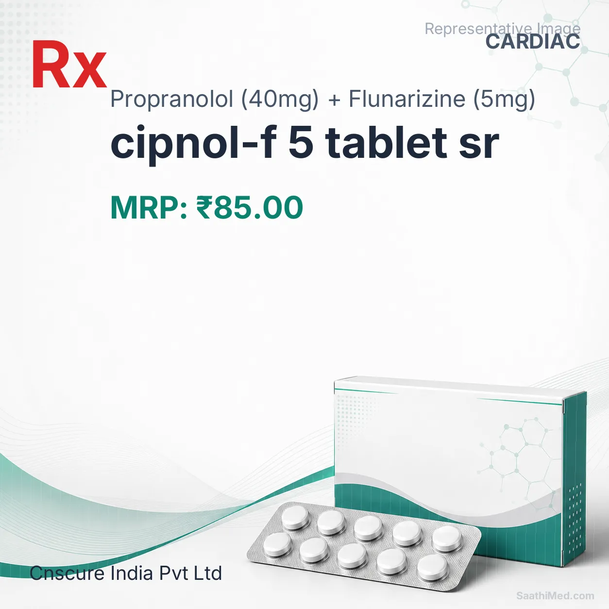 cipnol-f 5 tablet sr Allopathy (Propranolol (40mg)) - Uses in Hindi, Side Effects, Substitutes & Price in India
