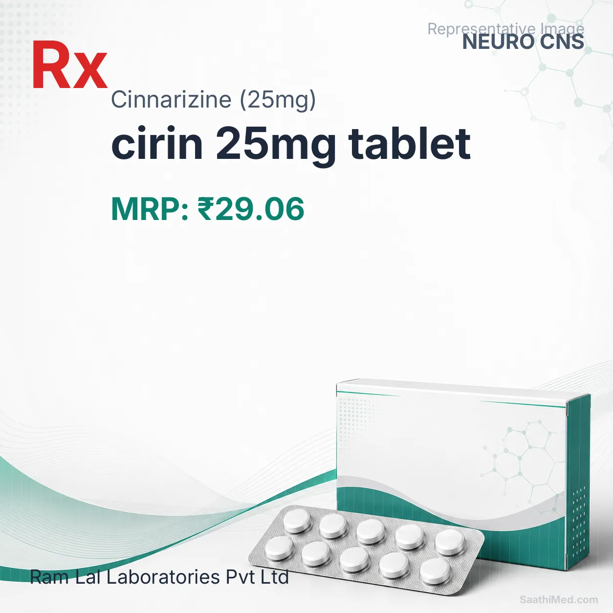 cirin 25mg tablet Allopathy (Cinnarizine (25mg)) - Uses in Hindi, Side Effects, Substitutes & Price in India