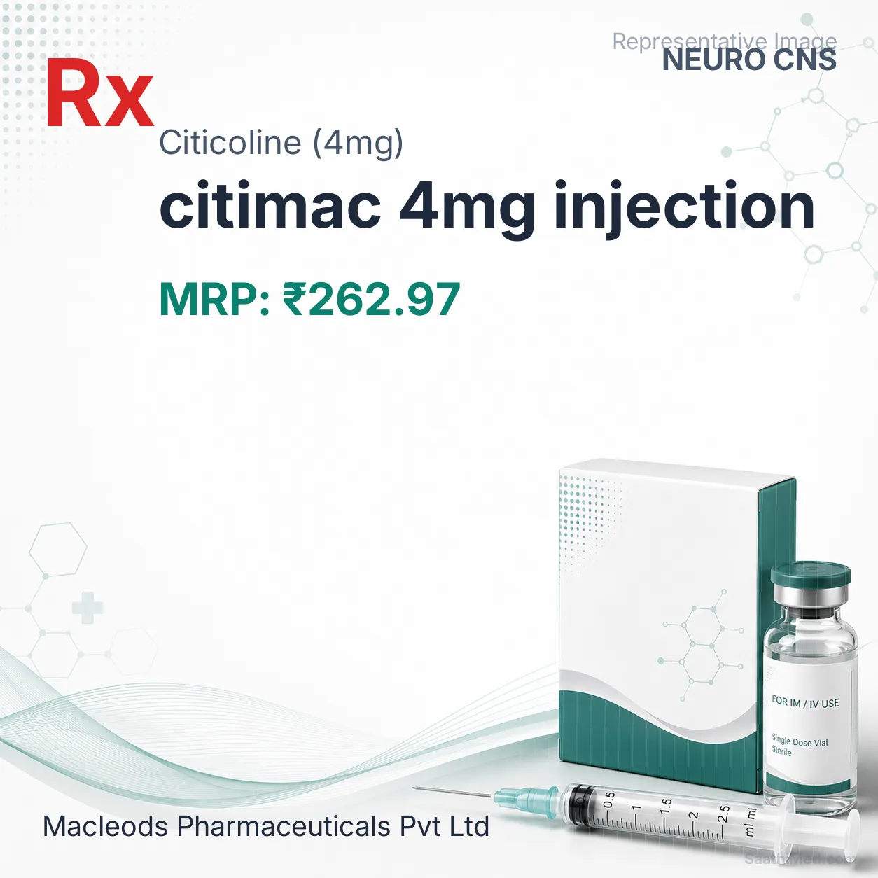 citimac 4mg injection Allopathy (Citicoline (4mg)) - Uses in Hindi, Side Effects, Substitutes & Price in India