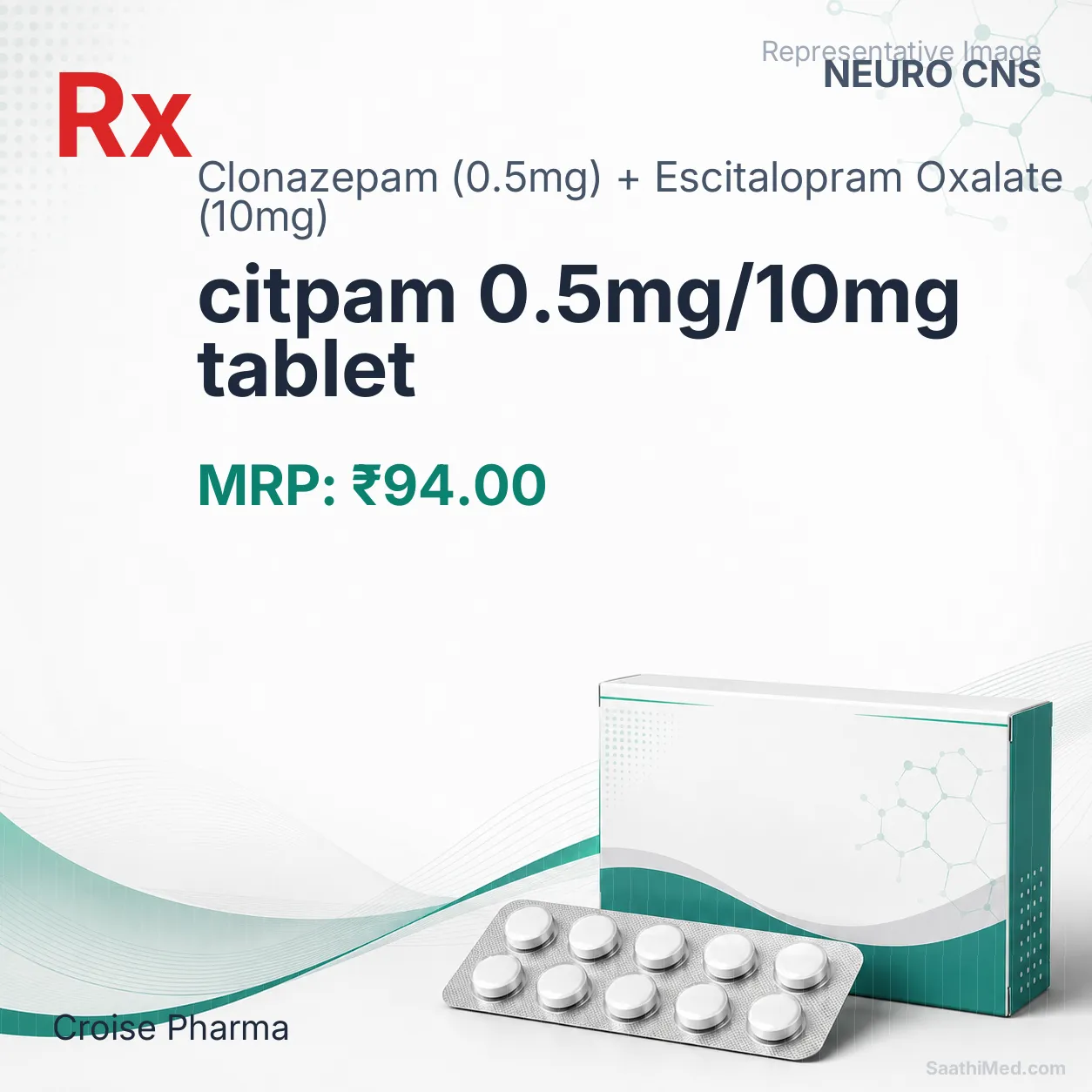 citpam 0.5mg/10mg tablet Allopathy (Clonazepam (0.5mg)) - Uses in Hindi, Side Effects, Substitutes & Price in India