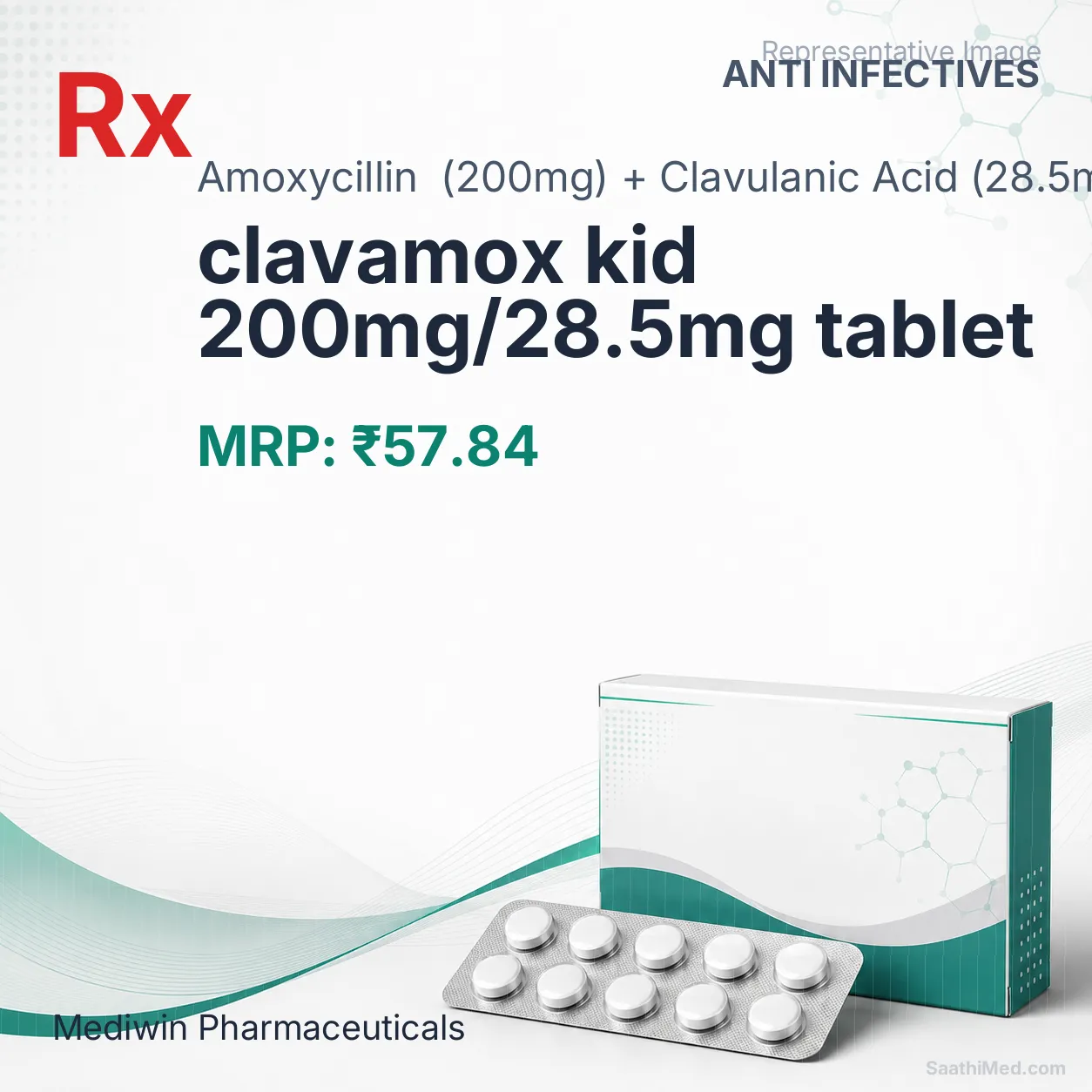 clavamox kid 200mg/28.5mg tablet Allopathy (Amoxycillin (200mg)) - Uses in Hindi, Side Effects, Substitutes & Price in India