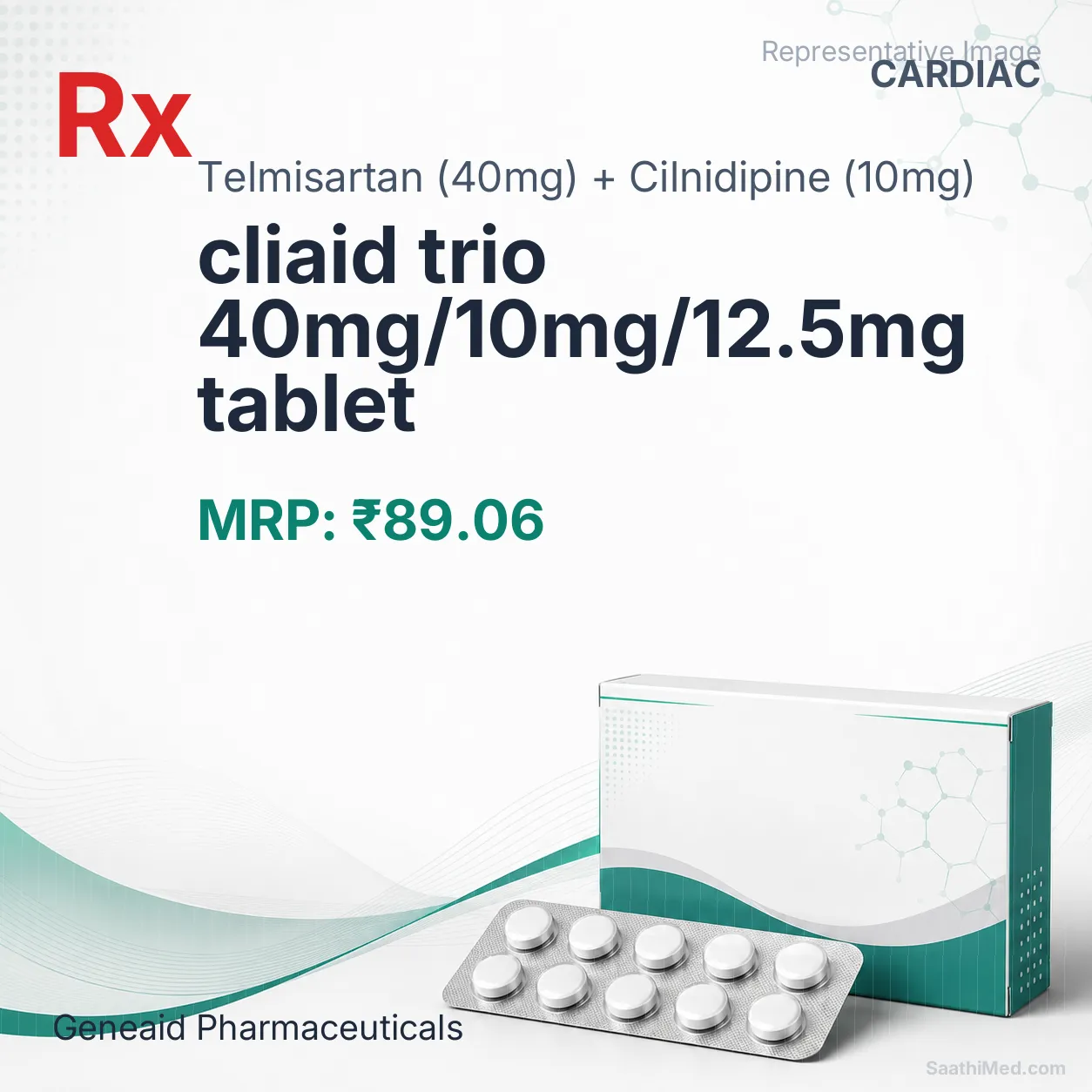 cliaid trio 40mg/10mg/12.5mg tablet Allopathy (Telmisartan (40mg)) - Uses in Hindi, Side Effects, Substitutes & Price in India