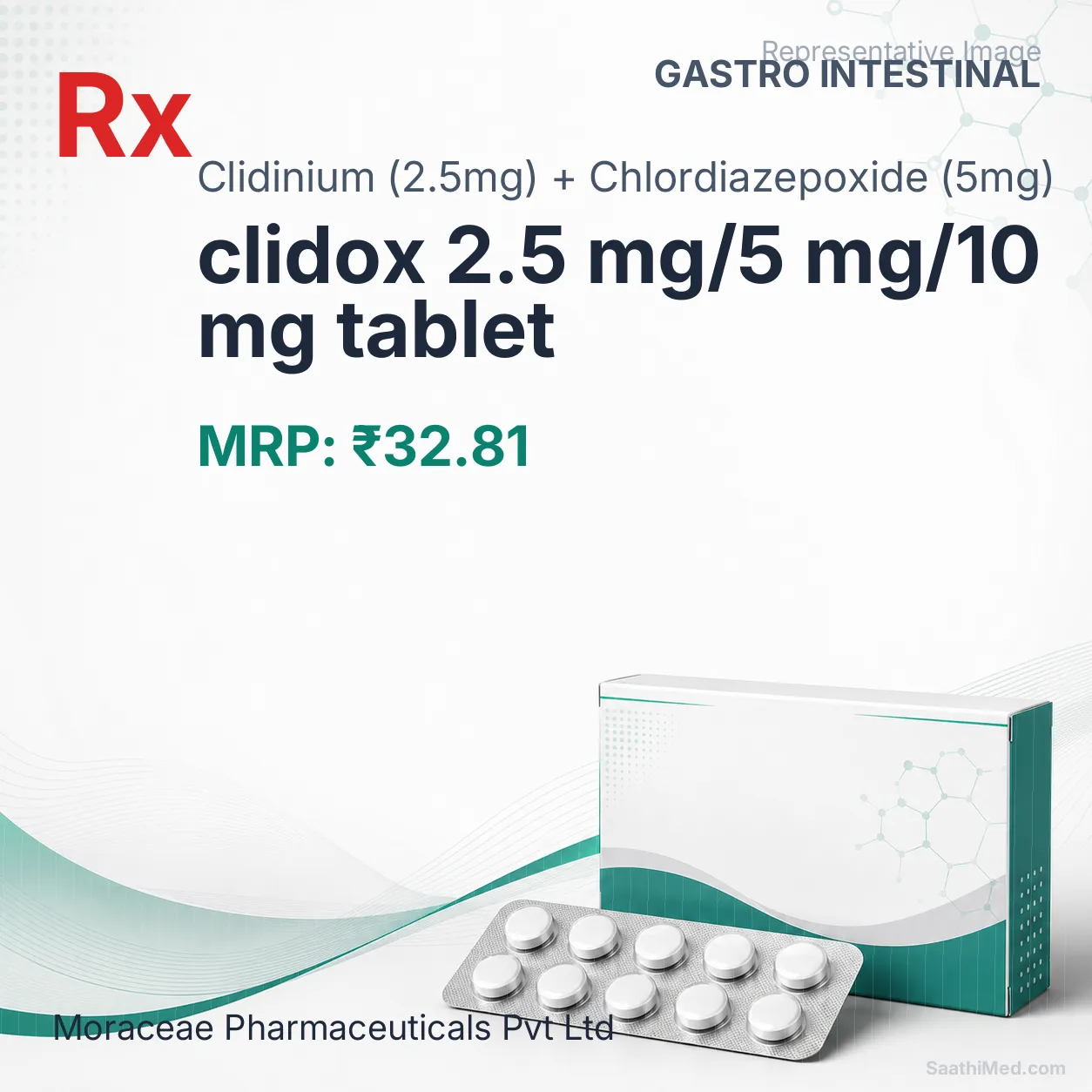 clidox 2.5 mg/5 mg/10 mg tablet Allopathy (Clidinium (2.5mg)) - Uses in Hindi, Side Effects, Substitutes & Price in India